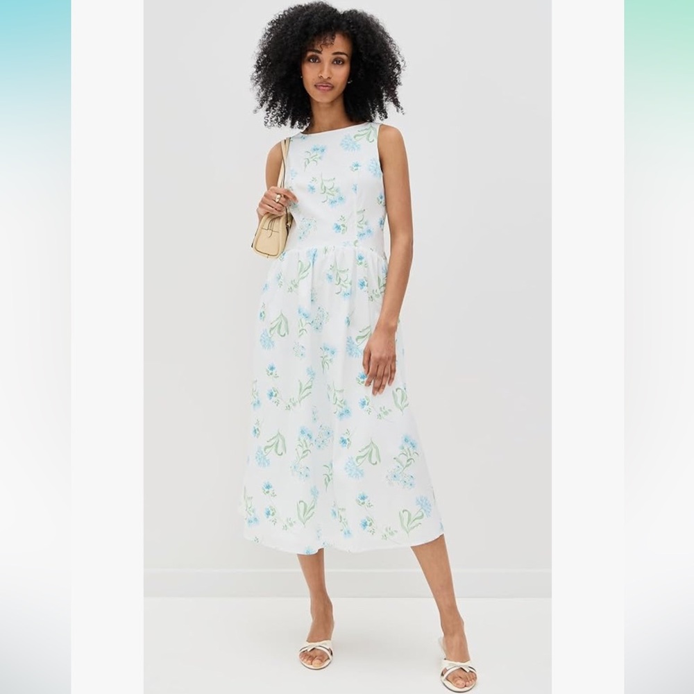 WAYF drop waist seashell print Midi Dress - Picture 5 of 13